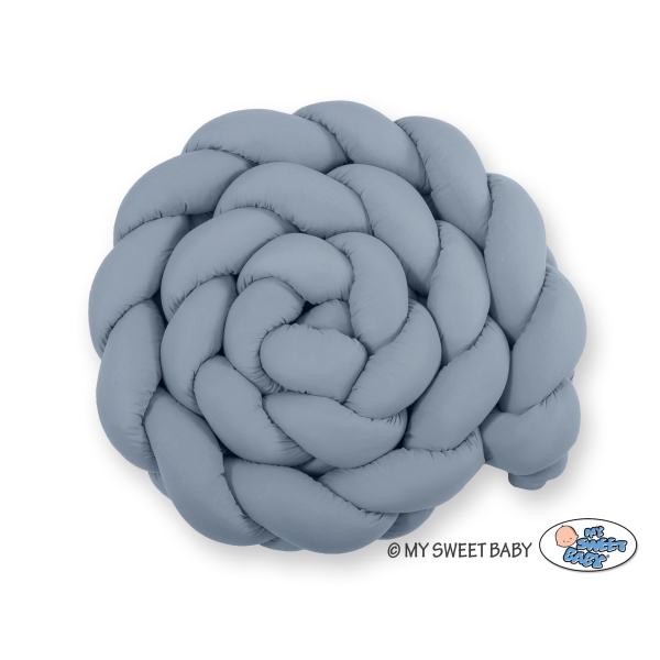 Paracolpi Lettino 4 Lati Treccia Azzurro Pastello