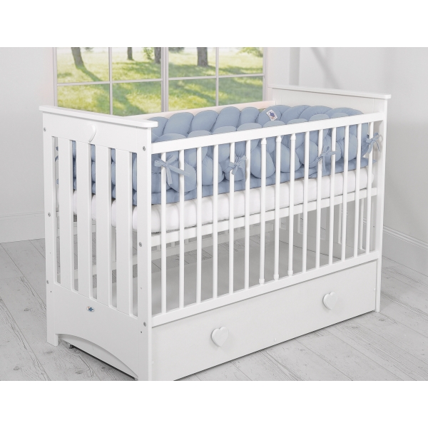 Paracolpi Lettino 4 Lati Treccia Azzurro Pastello