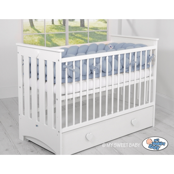 Paracolpi Lettino 4 Lati Treccia Azzurro Pastello