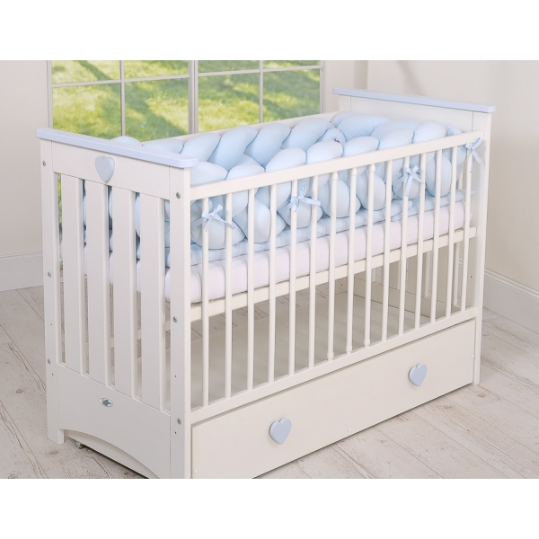 Paracolpi Lettino 4 Lati Treccia Blu Ragazzo