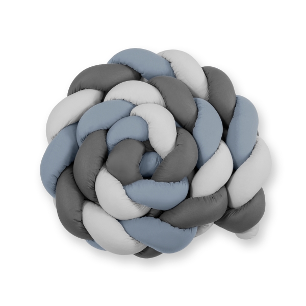 Paracolpi Lettino 4 Lati Treccia Grigio Antracite Azzurro Pastello