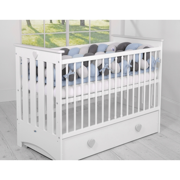 Paracolpi Lettino 4 Lati Treccia Grigio Antracite Azzurro Pastello
