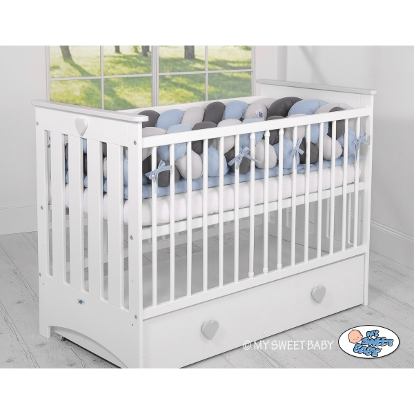 Paracolpi Lettino 4 Lati Treccia Grigio Antracite Azzurro Pastello