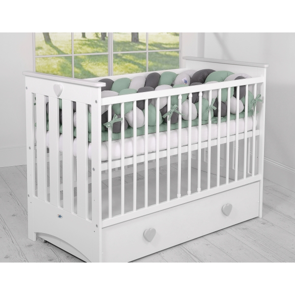 Paracolpi Lettino 4 Lati Treccia Grigio Verde Pastello Antracite