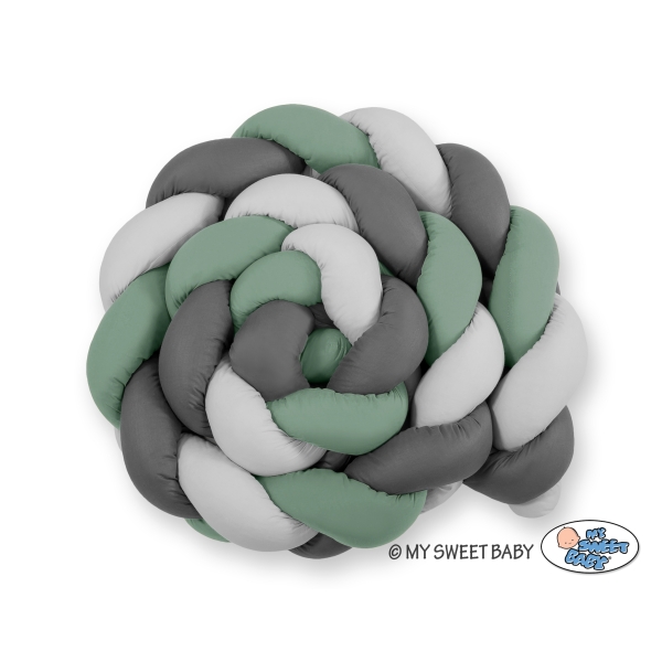 Paracolpi Lettino 4 Lati Treccia Grigio Verde Pastello Antracite