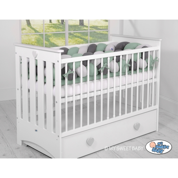 Paracolpi Lettino 4 Lati Treccia Grigio Verde Pastello Antracite