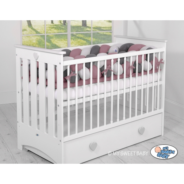 Paracolpi Lettino 4 Lati Treccia Grigio Viola Pastello Antracite