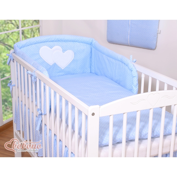 Paracolpi Lettino Blu Pois Bianchi Cuori