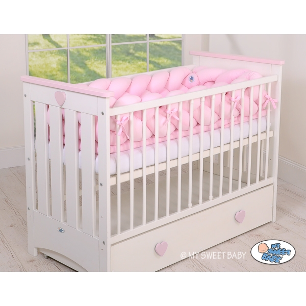 Paracolpi Treccia Lettino Extra Alto Rosa Rosa per Ragazze