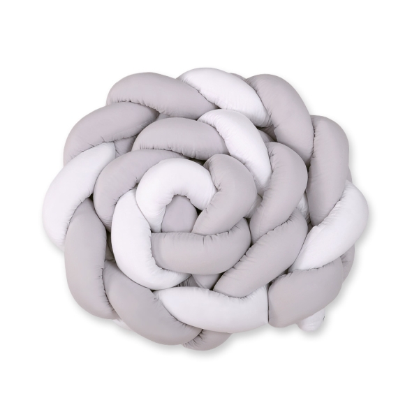 Paracolpi Treccia Lettino Extra Spesso XXL Bianca Grigio