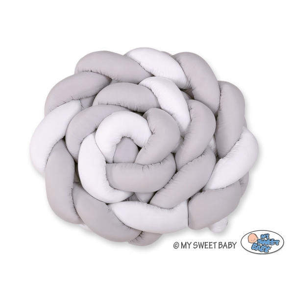 Paracolpi Treccia Lettino Extra Spesso XXL Bianca Grigio
