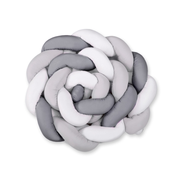 Paracolpi Treccia Lettino Extra Spesso XXL Bianca Grigio Antracite