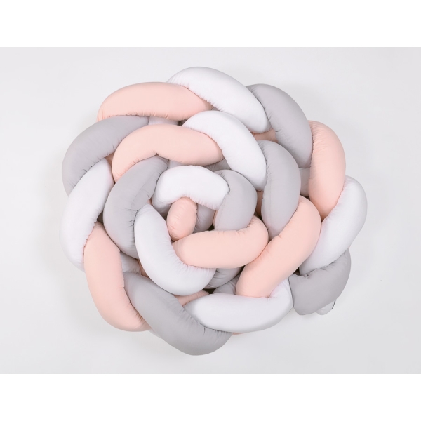 Paracolpi Treccia Lettino Extra Spesso XXL Bianca Grigio Rosa Cipria
