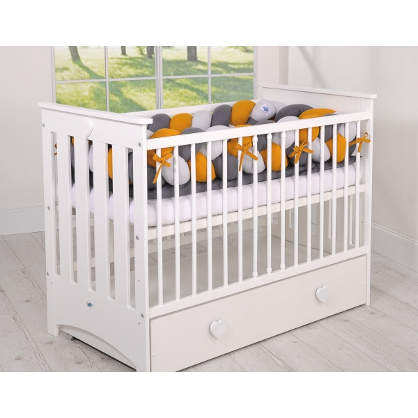 Paracolpi Treccia Lettino Extra Spesso XXL Grigio Antracite Giallo Miele