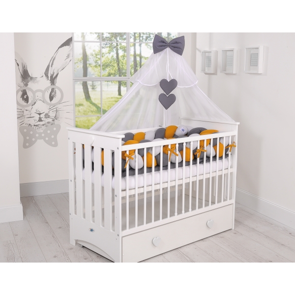 Paracolpi Treccia Lettino Extra Spesso XXL Grigio Antracite Giallo Miele