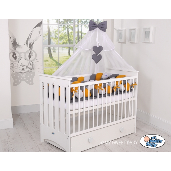 Paracolpi Treccia Lettino Extra Spesso XXL Grigio Antracite Giallo Miele