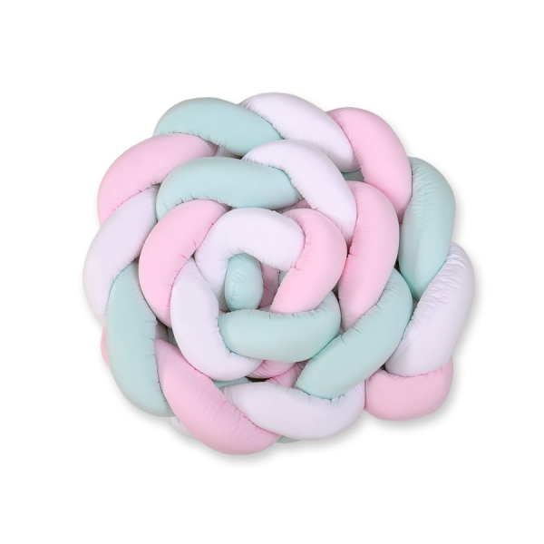 Paracolpi Treccia Lettino Extra Spesso XXL Menta Rosa Bianca