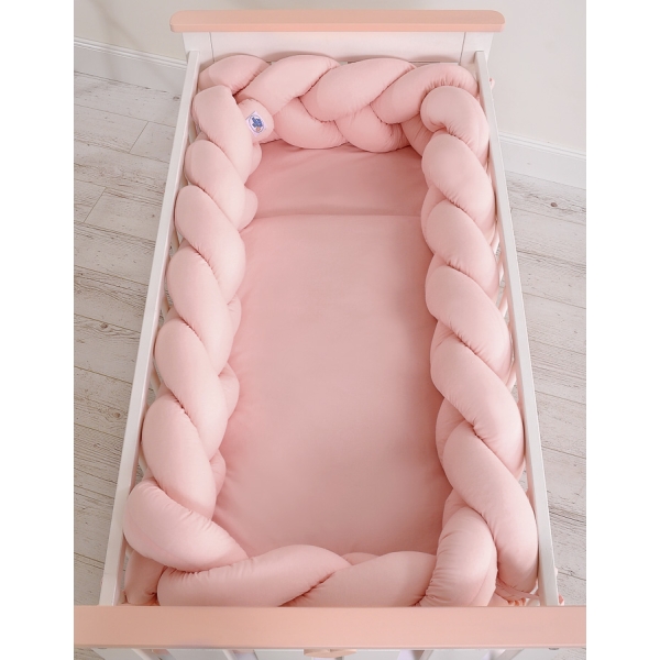 Paracolpi Treccia Lettino Extra Spesso XXL Rosa Scuro