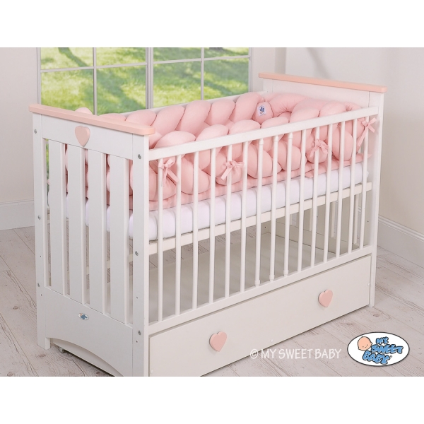 Paracolpi Treccia Lettino Extra Spesso XXL Rosa Scuro