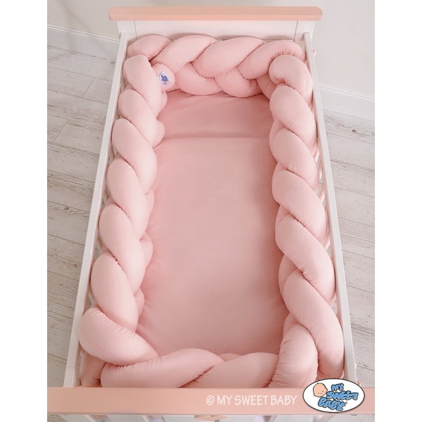 Paracolpi Treccia Lettino Extra Spesso XXL Rosa Scuro