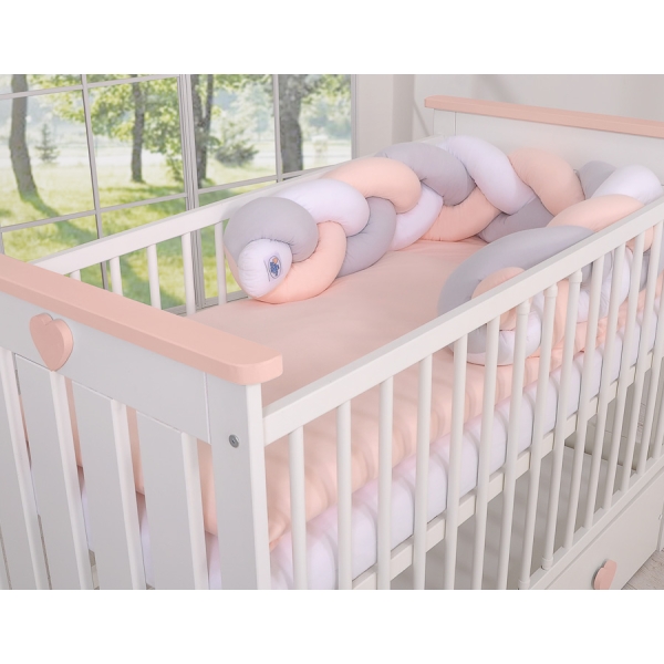 Paracolpi Treccia Para Letto O Culla Bimba Bianca Grigio