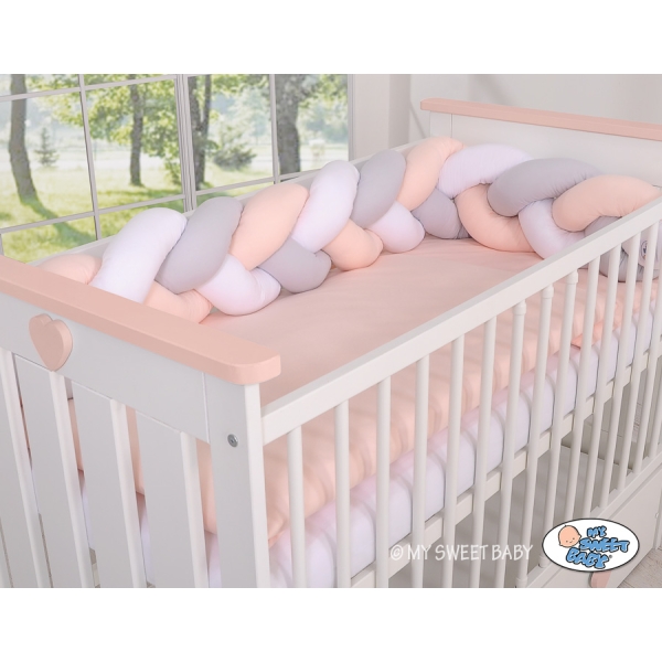 Paracolpi Treccia Para Letto O Culla Bimba Bianca Grigio
