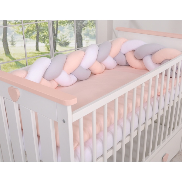 Paracolpi Treccia Para Letto O Culla Bimba Bianca Grigio