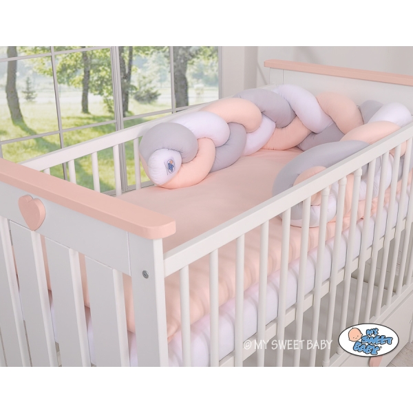 Paracolpi Treccia Para Letto O Culla Bimba Bianca Grigio
