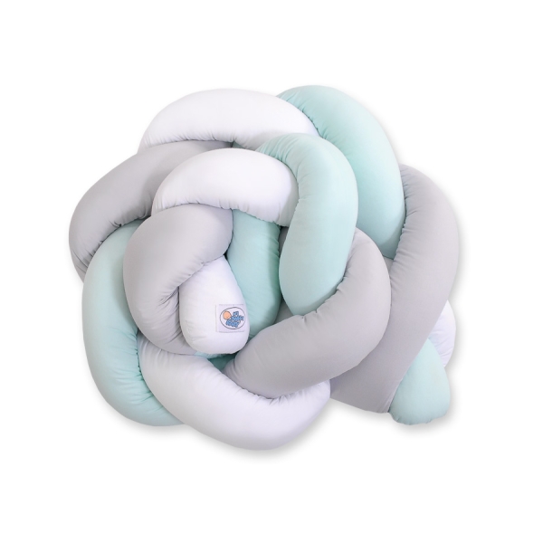 Paracolpi Treccia Para Letto O Culla Bimba Menta Bianca Grigio