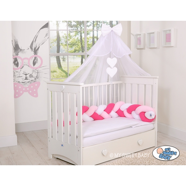 Paracolpi Treccia Para Letto O Culla Bimba Rosa Rosa Bianca