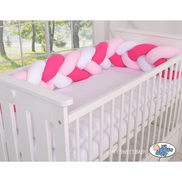 Paracolpi Treccia Para Letto O Culla Bimba Rosa Rosa Bianca