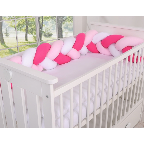 Paracolpi Treccia Para Letto O Culla Bimba Rosa Rosa Bianca