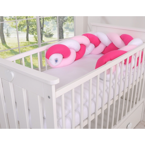 Paracolpi Treccia Para Letto O Culla Bimba Rosa Rosa Bianca