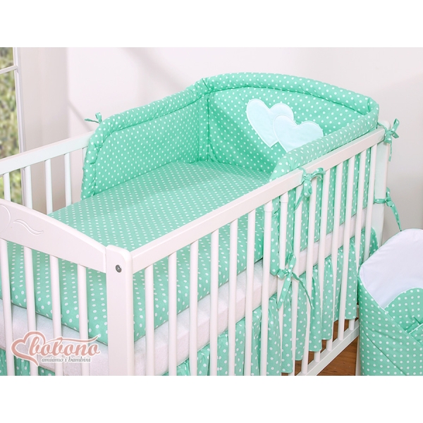 Paracolpi Universale per Lettino Menta Pois Bianchi Cuori