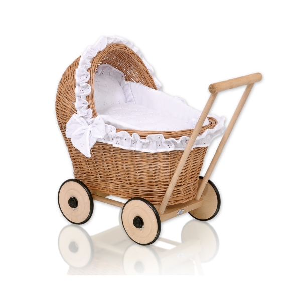 Passeggino in Vimini per le Bambole Bianca