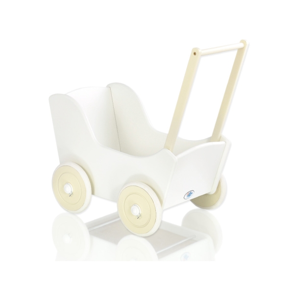 Passeggino per Bambole Legno Creme Bianca