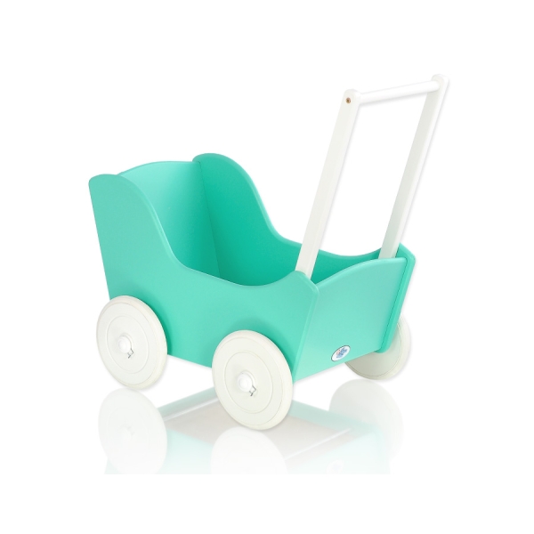 Passeggino per Bambole Legno Menta Bianca