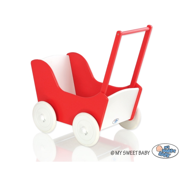Passeggino per le Bambole Bianca Rosso