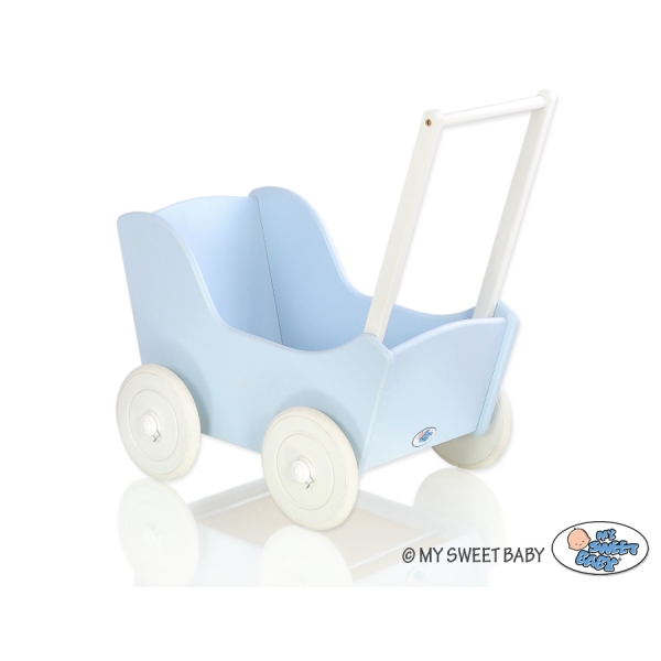 Passeggino per le Bambole Biancheria Bianca Blu