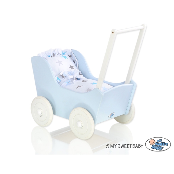 Passeggino per le Bambole Biancheria Bianca Blu