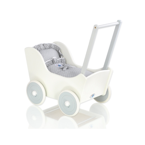 Passeggino per le Bambole Biancheria Bianca Grigio