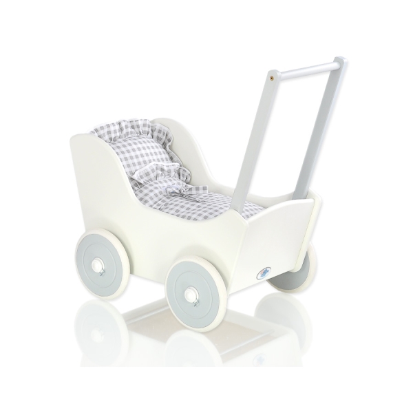 Passeggino per le Bambole Biancheria Bianca Grigio