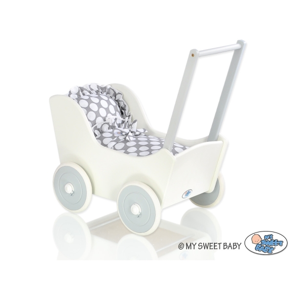 Passeggino per le Bambole Biancheria Bianca Grigio