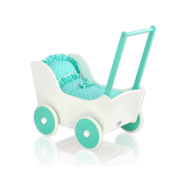 Passeggino per le Bambole Biancheria Menta Bianca
