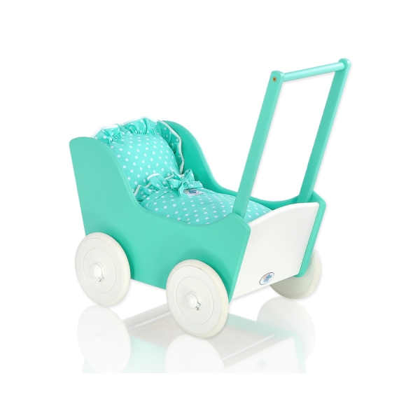 Passeggino per le Bambole Biancheria Menta Bianca