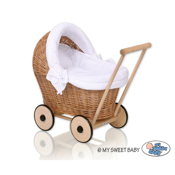 Passeggino per le Bambole Rattan Bianca