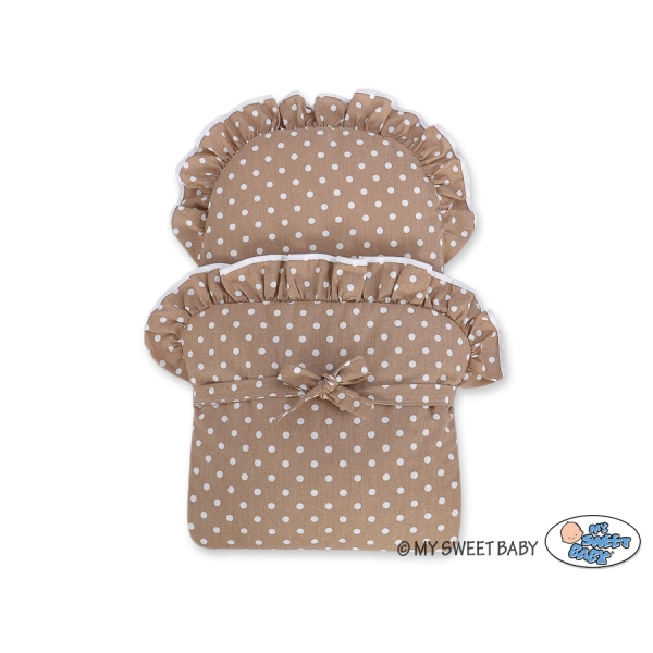 Passeggino per le Bambole Vimini Marrone Grigio Pois Bianchi