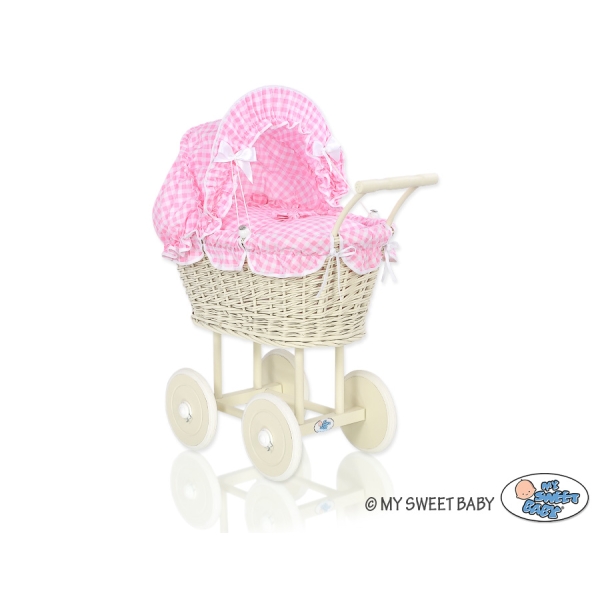 Passeggino per le Bambole Vimini Rosa