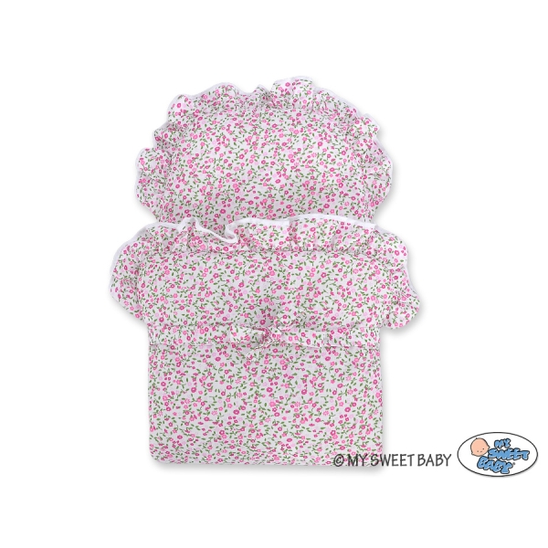Passeggino per le Bambole Vimini Rosa Fiori Fiori