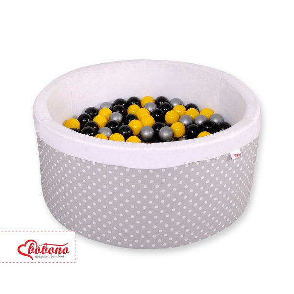 Piscina di Palline per Bambini Grigio Pois Bianchi